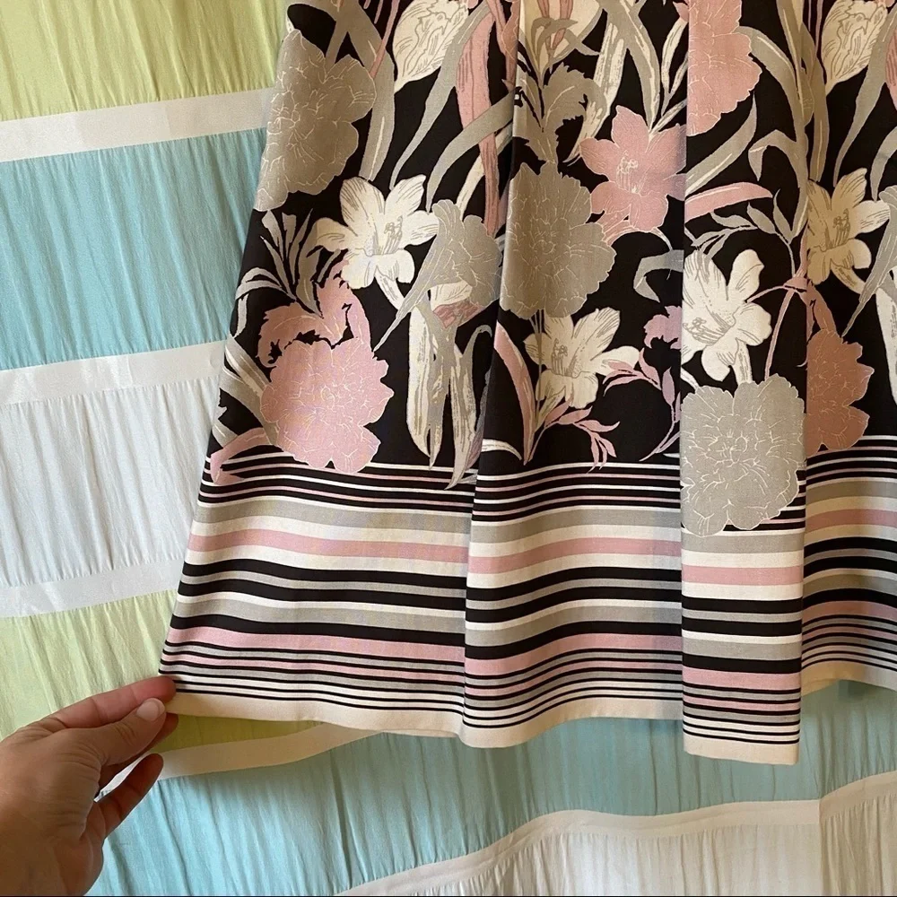 Ann Taylor Skirt Vintage Floral A Line Pleated Sz 0